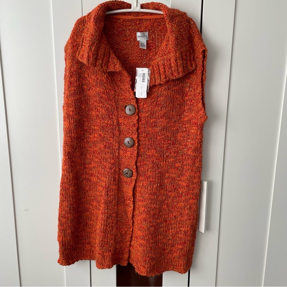 Chicos Tweed Orange Vest NWT Sz. XL